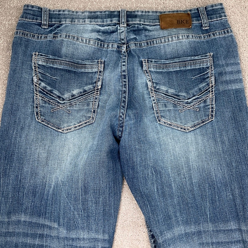 BKE Tyler Jeans Mens 42R Blue Whisker Straight Leg Y2K Rock Casual Stretch Denim - Picture 10 of 12